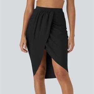 Halara High Waisted Draped Asymmetric 2-in-1 Pocket Casual Skirt